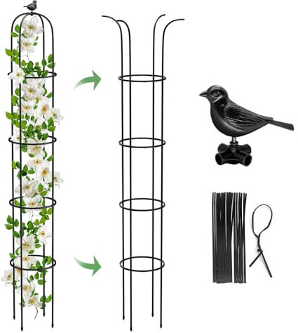 MYMULIKE 2 Stück rankhilfe Metall, Rankgitter Beschichtetes Metall Rosen Rankhilfe für Kletterpflanzen Blumen189x27cm (2)