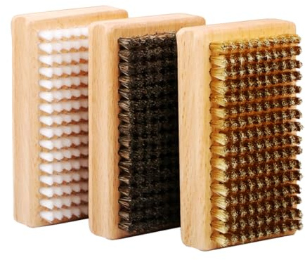 Ski Brushes Kit, Snowboard Waxing Brushes Set Includes 1 Nylon Brush, 1 Brass Brush, Horsehair for Snowboard Cleaning Polishing Waxing