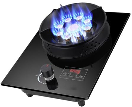 Cuisinière À Gaz 1 Brûleur, Table De Cuisson En Verre Trempé 5,2 KW, Minuterie (indépendante Des Deux Côtés), Dispositif De Protection Contre Les Extinctions Accidentelles(LPG)