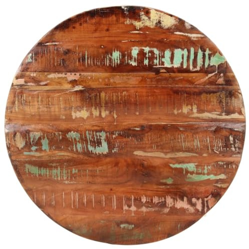 Fasba Tischplatte Ø 80x1,5 cm Rund Altholz Massiv, Ersatztischplatte Platte für Esstisch Couchtisch Gartentisch