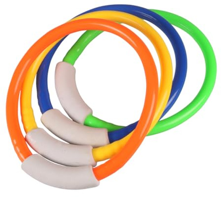 KONTONTY Anillos de Buceo para Niños 4 Piezas Colores Variados Anillos de Agarre para Buceo Entrenamiento Piscina Juguetes Acuáticos para Aprendizaje y Diversión