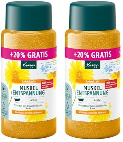 Kneipp Cristaux de bain relaxation musculaire - Taille spéciale - Avec sel profond naturel et extrait d'arnica et huiles essentielles de Cabreuva, romarin et Pinus, édition limitée, 720 g (Lot de 2)