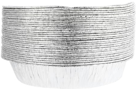 Hoement 50 Piezas Recipientes de Aluminio Barbacoa de Bandejas Desechables Comida Freidora de Aire Cajas de Empaque Comida Llevar