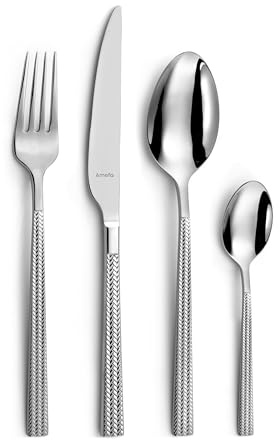 AMEFA Chic - Ménagère avec couverts de table pour 6 personnes, 24 couverts, Acier inoxydable 18/0, Fourchettes, Couteaux, Cuillères table et Cuillères à café - Finition Brillante - Couverts inox