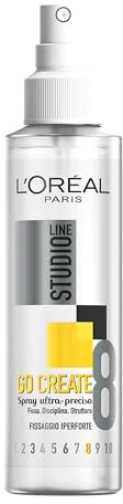 L'Oréal Paris Studio Line Spray Fissante, Per Tutti i Capelli, Per Look Naturali, Definiti e Duraturi, Applicazione Precisa, Formula Leggera, Go Create, 150 ml