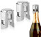 2pcs Champagne Stoppers, Stainless Steel Sparkling Wine Glass Bottle Save Sealer with Locking Clamp Leak-Proof Reusable Champagne Cork for Prosecco Cava Keep Bubbles Fresh
