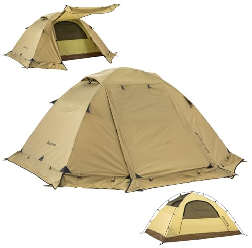 BISINNA 4-Jahreszeiten-Zelt für Rucksackreisen, Winterzelte, 2 Personen, leicht, Kaltwetterzelte, wasserdicht, doppellagig, Ganzjahreszelt, Aluminium-Legierung, einfacher Aufbau für Camping, Wandern