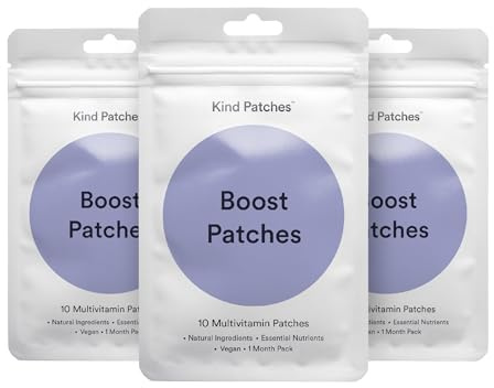 Kind Patches | Boost Patches | Daily Energy & Immune Function Support | Botanical Plant-Based Formula with Vitamins D3, A & B5 | 90 Vegan Patches, 3 Months Supply