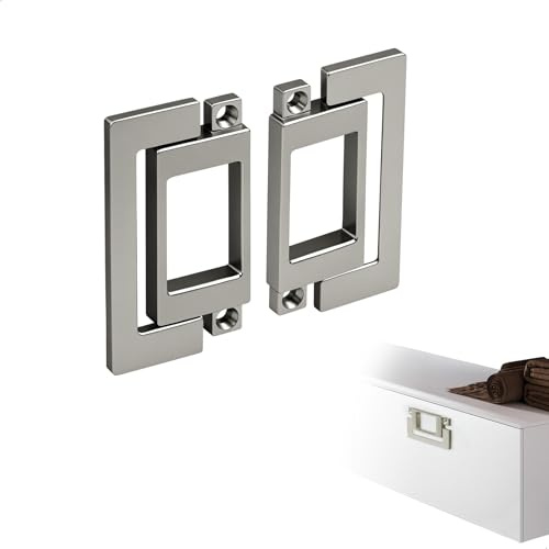 gexuamz 2 Pièces Poignée Encastrable pour Meuble, Poignée de Tiroir Cachée, Tirador Invisible en Alliage de Zinc, pour Cuisine Armoire Salle de Bain, Entraxe 64 mm, Argent