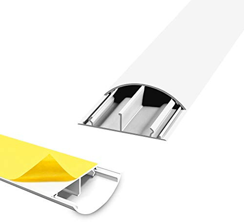 ARLI Kabelkanal Fussboden Kabelbrücke TV Wand 4X 1m halbrund selbstklebend 50 x 12 mm Weiss Boden Fußboden halbrund rund (4 Stück mit 1 m)