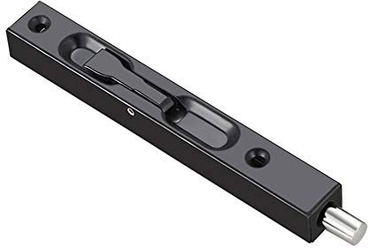 KAIISSA 6 Inch Door Flush Bolt Lock Security Lever Action Gate Latch Bolt 304 Stainless Steel Matte Slide Latch with Strike and Screws, Black