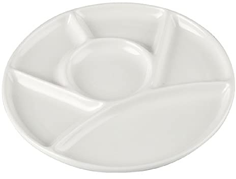 feedal Paleta de cerámica de porcelana con 7 huecos, forma de margarita, paleta de mezcla para agua, aceite o pinturas acrílicas (redonda, 20 cm), FD-5, color blanco
