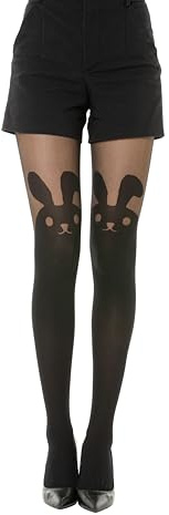 Gi&Gi Collant Donna con Design a Cuore, Calze Eleganti in Nylon, Nero, Motivo Mock Over-Knee