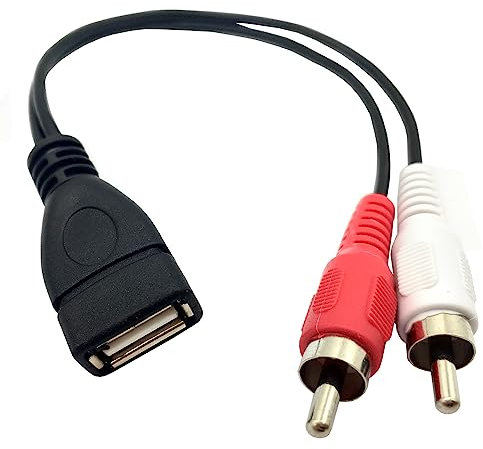 Halokny Cavo adattatore da USB 2.0 A femmina a 2 RCA maschio a Y, splitter audio video AV composito, 20 cm (USB F/2RCA M)