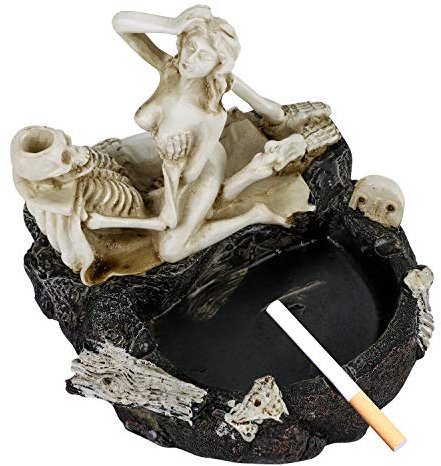 Halloween Skull Ashtray Ornament Gothic Resin Ashtray Skeleton Sexy Figurine Decor Romantic Ash Trays Crafts Creative Skull Ornament Novelty Skeleton Decoration for Home Office Car Desktop Room Bar