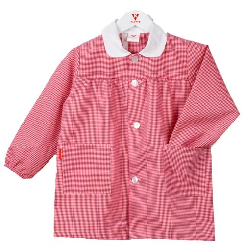 KLOTTZ -903B-Babi scolaire à carreaux col blanc et petit bouton. Blouse scolaire, crèche ou travaux manuels avec poches et poignée pour porte-manteau. Fabriqué en Espagne. Ne fait pas de bouloches