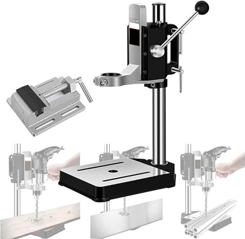 FLTRGO Bohrständer, Bohrständer für Bohrmaschine, Bohrmaschinenständer mit Schraubstock, Einstellbare Bohrständer Fräsständer zum Bohren Vertikaler Löcher