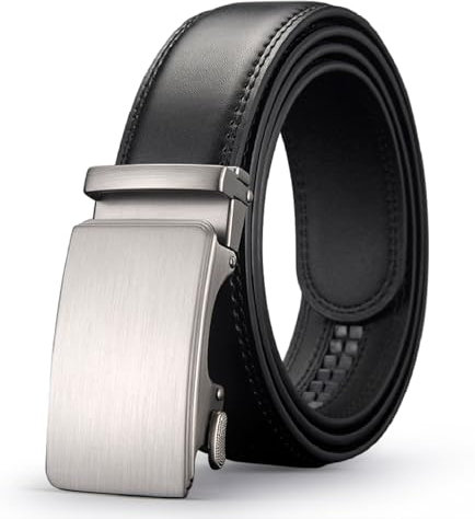 Acewin Ledergürtel Herren, Automatik Gürtel Herren, Arbeitsgürtel, Verstellbar, Breit 35mm (03-Basic Schwarz, 130 CM)