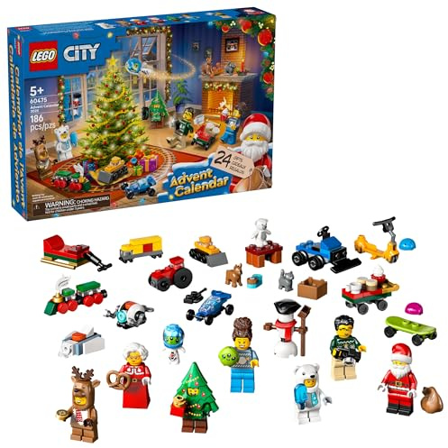 LEGO City Advent Calendar 2025 Kids Toy - Holiday Countdown Playset W/Santa & Mrs. Claus Minifigures for Boys & Girls, Ages 5+ - 24 Buildable Surprises - Gift Idea for Christmas - 60475