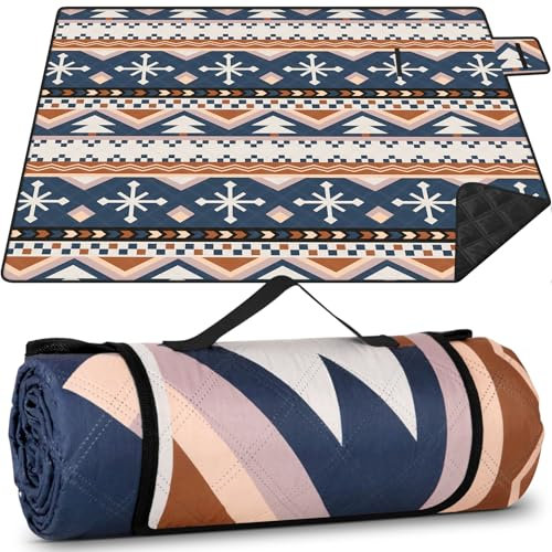 CIRULLI Picknickdecke XXL wasserdicht 200x200 cm, Boho Design, isolierte Campingdecke, große Picknick-Decke für Outdoor-Aktivitäten wie Strand Picknickdecken