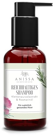 Anissa Rosmarin Naturkosmetik Shampoo Damen 100ml, Haarshampoo ohne Sulfate Parabene und Silikone - Pflege für empfindliche Kopfhaut und fettiges Haar - Natürliche Inhaltsstoffe ohne Chemie