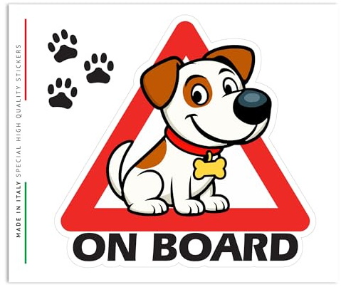 Adesivo Cane a Bordo per Auto, Alta Qualità, Made in Italy, 13 x 16 cm