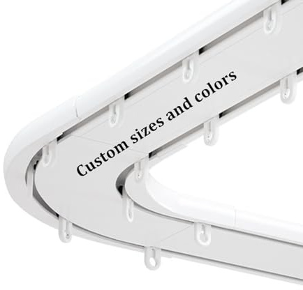 Générique Rail De Rideau Double d'angle à 90 Degrés, Rail De Rideau en Aluminium sur Mesure Fixé Au Plafond, Rails De Rideau Silencieux pour Rideaux, Séparateur De Pièce, Salon