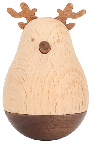Baxnore Deer Wobbler Cute Wooden Roly Poly Balancing Wobbling Decorative Gift for Adults Home Office Tabletop Decor Synthetic Wood Craft
