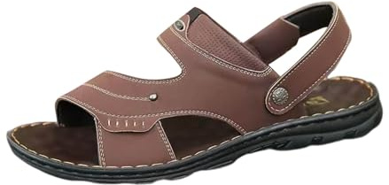 Sandalias al aire libre para hombre, zapatos descalzos cómodas, sandalias de trekking con plantilla, sandalias de senderismo deportivas de cuero ortopédicas cerradas, marrón, 40 EU