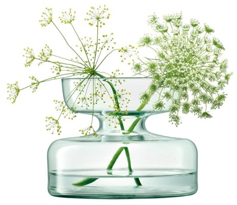 LSA International Canopy Decorative Vase 4”, Luxury Handcrafted Recycled Glass Flower Holder Modern Bulb Planter with Domed Base