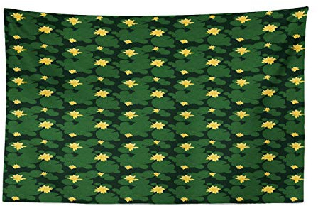 Ambesonne Lotus Flower Tapestry, Purity Simplistic Print of Pond Related Plantation and Flora Meadow Feels, Fabric Wall Hanging Decor for Bedroom Living Room Dorm, 45 X 30, Emerald Yellow