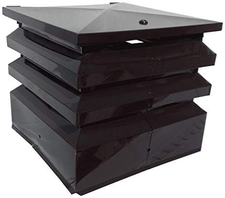 Comignolo marrone antivento antipioggia base quadrata 6/10 fumaiolo x camino e canna fumaria (42 x 42 cm)