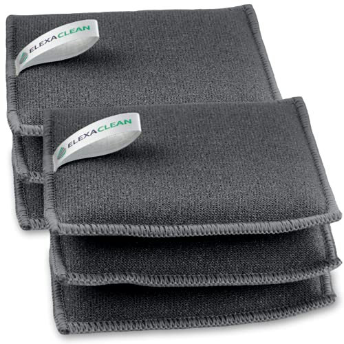 ELEXACLEAN Spülschwamm Topfreiniger Schwämme (6er Set, 10x8 cm, Dunkel-Grau) waschbar zum wiederverwenden, mit Mikrofaser