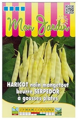 Sachet de graines de Haricot nain mangetout beurre Serpedor à gousses plates 70g - 70 g - Haricot nain beurre - LES GRAINES BOCQUET