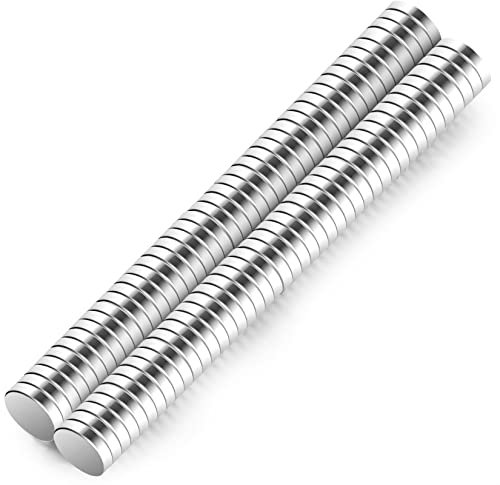 Wukong 100 stycken magneter, 5 x 1 mm, neodymmagneter, extra starka minimagneter, små runda magneter för kylskåp, magnettavla, whiteboard, glasbräda, silver