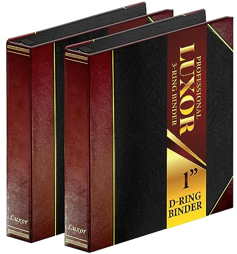3 Ring Binder 1 Inch, 2 Pack, Heavy Duty Locking D-Ring, Holds 220 Sheets, Letter Size 8.5 x 11, Presentation Binder, Durable Tear-Resistant Polyester, for Office and Documents, Performore, Maroon