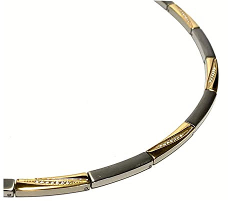 Kette TITAN matt Glanz bicolor vergoldet Zirkonia 45 + 3 cm Collier edel festlich