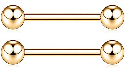 hengkaixuan G23 Titan Nippelpiercing 14 Gauge Nippelschmuck Gold Nippelringe gerader Stab Körperschmuck Nippelpiercing Augenbraue Innengewinde Zungenpiercing Nippelstege 18 mm