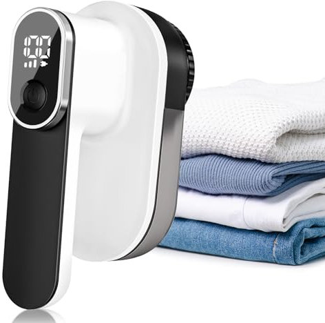 MEDE Fabric Shaver for Clothes,Powerful Adjustable 3 Speeds Electric Lint Remover Debobbler Clothes Shaver Not Damage Clothes,LED Display Bobble Remover Rechargeable Lint Shaver with 2 Spare Blades