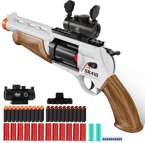 Toy Guns for Boys,Enhanced Revolver Foam Blaster, Shotgun Children Outdoor CS Soft Bullet Toy Rifle, Birthday Xmas Gift for Kids Age 8+(Brown)