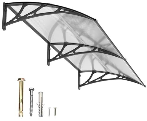 Vordach für Haustür mit Seitenteil,200x80CM Fenstervordach für Türen,Polycarbonat Pultvordach Überdachung für UV-,Regen- und Schneeschutz – Ideal für Veranda, Terrasse und Fenster