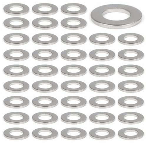 OUDQFCJ Rondelles métalliques rondelles plates 50 pcs rondelles en acier inoxydable M6 x 18 * 1.2 mm rondelles en acier inoxydable 304 rondelles pour vis et écrous