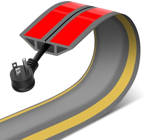 Copertura per cavi da pavimento, 1 metro, autoadesiva, in gomma, copertura per cavi per pavimenti, canali per cavi da pavimento, grigio