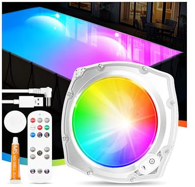 DeeprBetter Underwater Pool Lights with Remote Control, Hot Tub Lights Lazy Spa with 9 Modes Multicolor RGB, Rechargeable Battery Swimming Pool Light, IP68 Waterproof Submersible LED Light for Bath