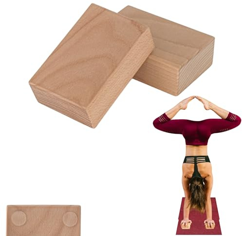 CAWi BalanceBlocks – Blocs de poirier en bois pour yoga et gymnastique, support ergonomique pour poignets, idéal pour calisthenics et fitness – Lot de 2