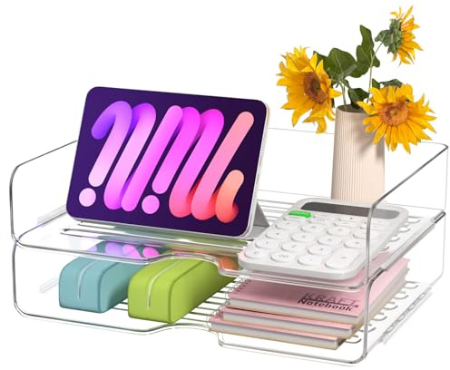 StowBin Acrylic Letter Tray in Premium Quality, Transparent Storage Bins Stackable,Stackable Document Tray, Storage Bins, Letter Sheet 2Pack