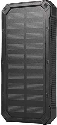 Banco de Energía Solar de 20000mAh con Puertos USB Duales, Cargador Solar Portátil para Acampar Al Aire Libre, Paquete de Batería Solar de Carga Rápida para Teléfonos Celulares (Black)