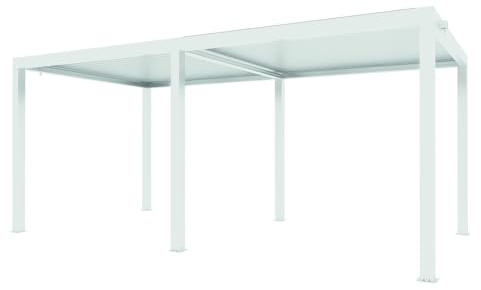 VERDELOOK | Pergola Bioclimatica Atena 120, 3x6 – H.2.5 Metri, Colore Bianco, con Lamelle Frangisole Orientabili, con Grondaia di Scolo, Gazebo in Metallo, Tettoia Giardino