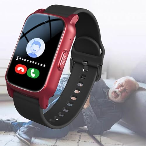 Weyot Reloj Inteligente con Detección De Caídas para Personas Mayores, Reloj Emergencia Ancianos con Botón SOS, Videollamada HD, Valla Electrónica Y Resistencia Al Agua IP67, GPS Smartwatch