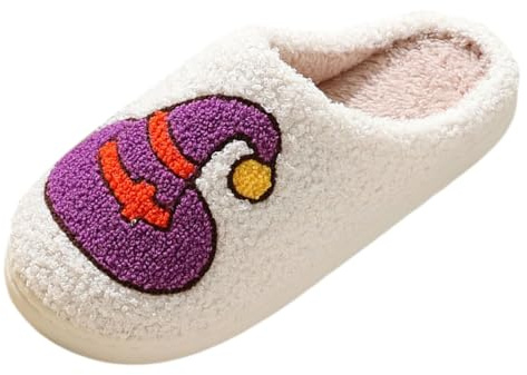 Pantuflas de reno de Navidad para hombre, zapatos de casa de felpa novedosos, personajes festivos, divertidas pantuflas peludas de Navidad, Purple, 39 EU